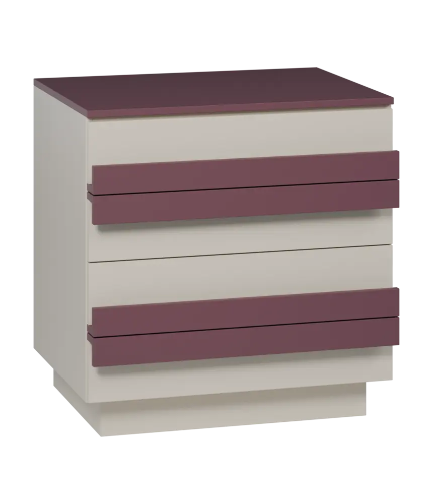 QL 2 - 84Z skříň šatní, 4-zásuvková, 820x800x620 mm, béžová perla/temná fialová